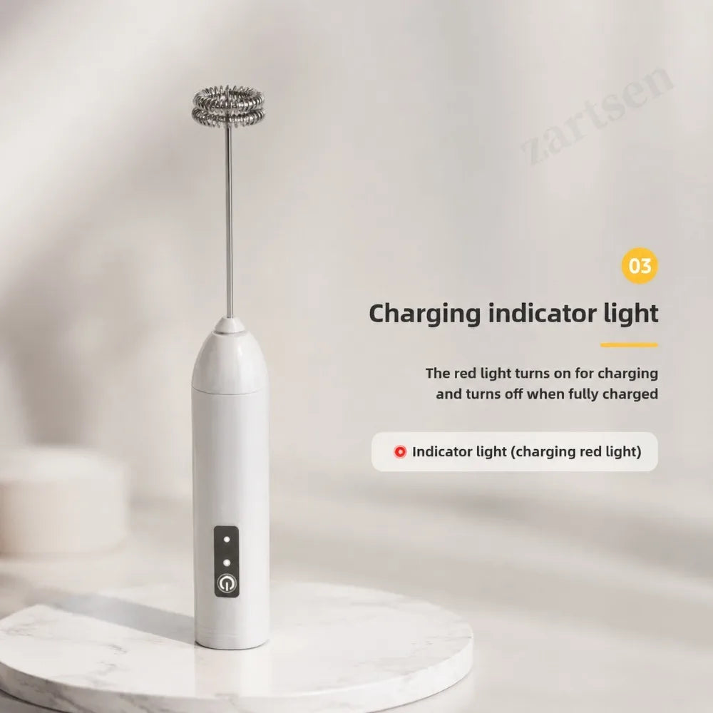 Electric Coffee Frother 2 In 1 Rechargeable Type-C Blender Stainless Steel 3 Speeds Milk Mixer Egg Beater Handheld Foam Maker