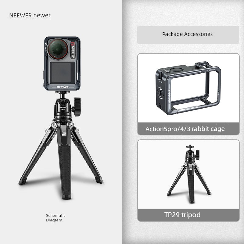Neewer Cage for Dji Action 6/5 Pro/4/3 Metal Protective Frame Action Camera Anti-Drop Heat Dissipation Side-Open Quick Release Protective Selfie Video Cycling Skateboard Accessories