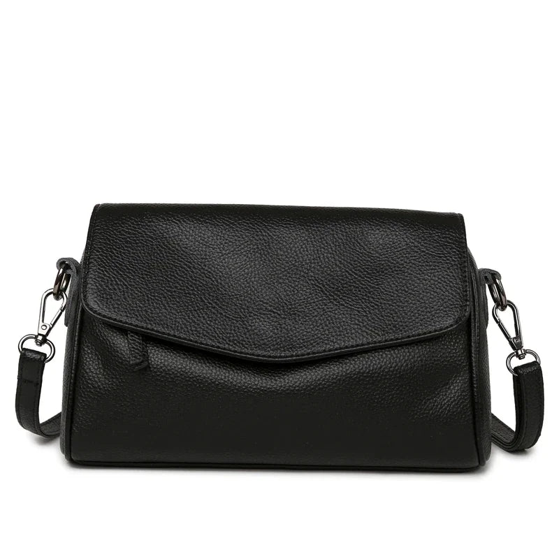 Luxury Solid Color Genuine Leather Ladies Messenger Bag 100% Soft Cowhide Shoulder Crossbody Bags For Women 2026 Female Handbags