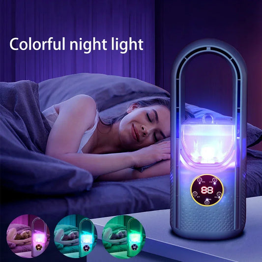 Leafless Fan Portable Air Conditioner LED Display Desktop Fanless Blade Cooler Cooling Fan Tower Air Cooler for Office Bedroom