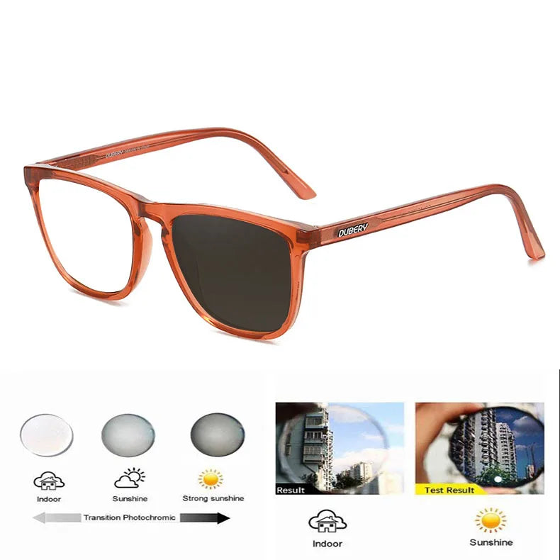 TR90 Square Photochromic Myopia Glasses Men Women Brand Finished Color Changing Driving Nearsighted Eyewear Negative Diopter ﻿