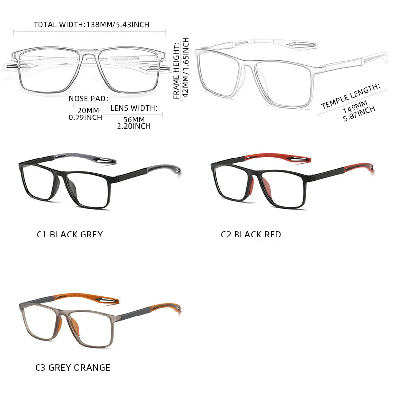 Fashion Color Blocking Photochromic Reading Glasses Men Women Sports Color Changing Rectangular Eyewear