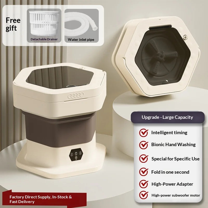 New Mini Folding Washing Machine Household Small-sized Washing Machine Socks Underwear Pants Also Capable Dehydrating White