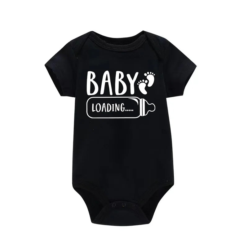 Baby Bottle Print Onesies Funny Casual Home Black Newborn Girl Boy Clothes Short Sleeve Round Neck Summer Infant Outfits