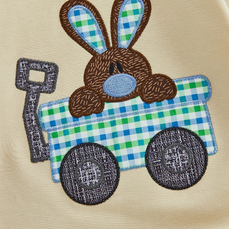 0-18M Newborn Baby Boys Easter Hooded Romper Long Sleeve Bunny Carrot Embrolidery Casual Jumpsuit
