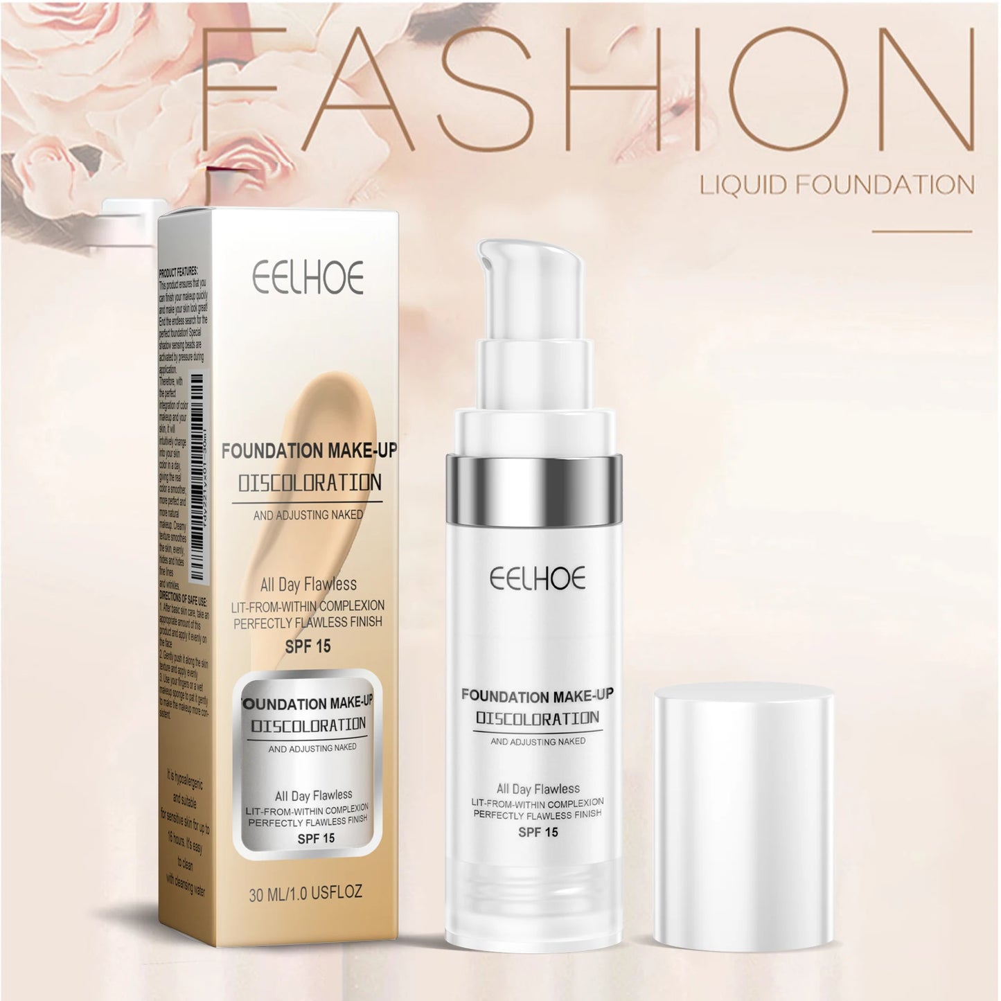 Color Changing Foundation Serum for Natural Glow Lightweight Full Coverage Long Moisturizing Finish 30ml Sensitive Skin Friendly