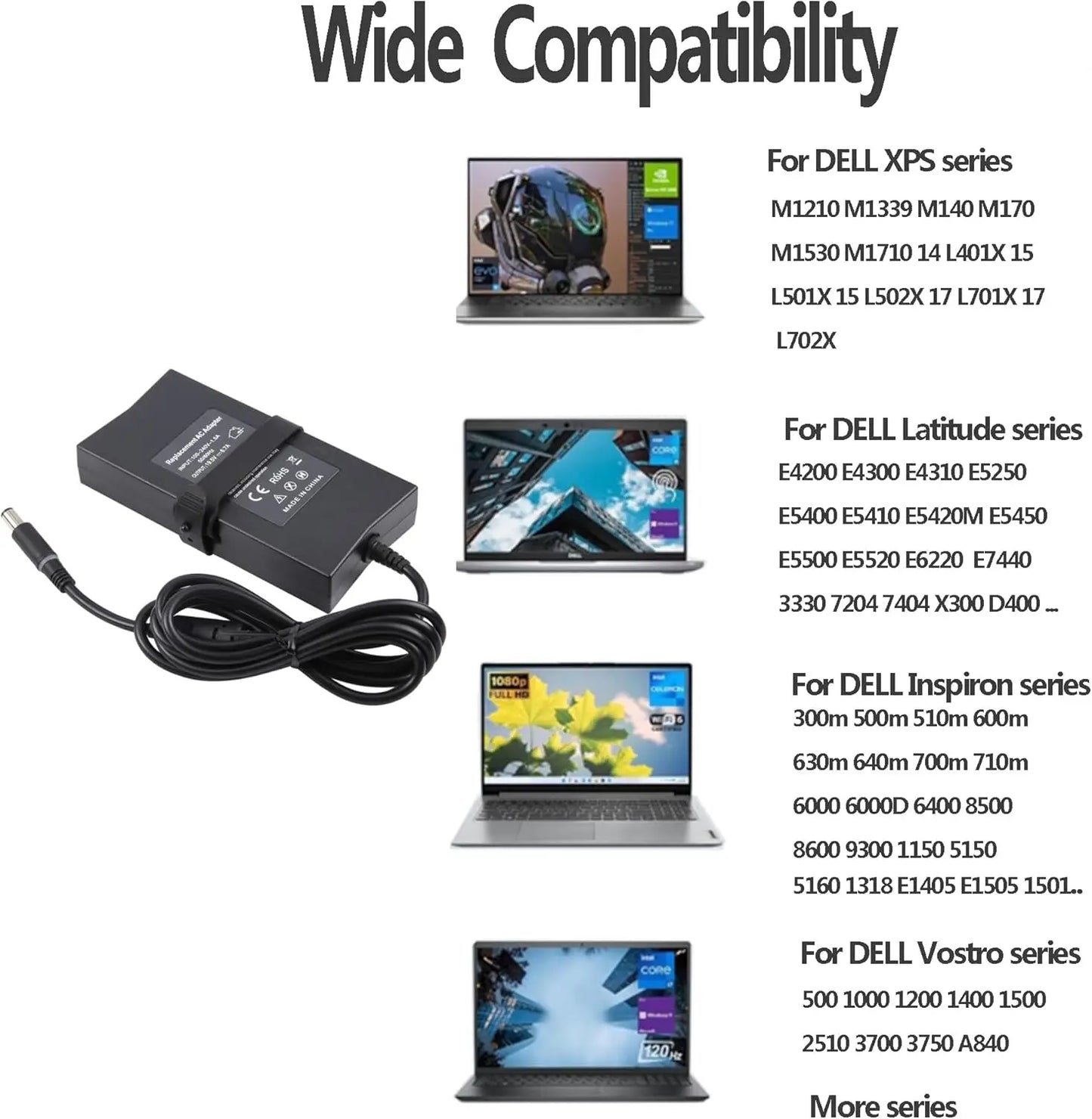 19.5V 6.7A 130W 7.4*5.0 AC Laptop Adapter Power Charger For DELL G3 G5 Inspiron 7566 7567 7557 7559 P57F LA130PM DA130PE1-00