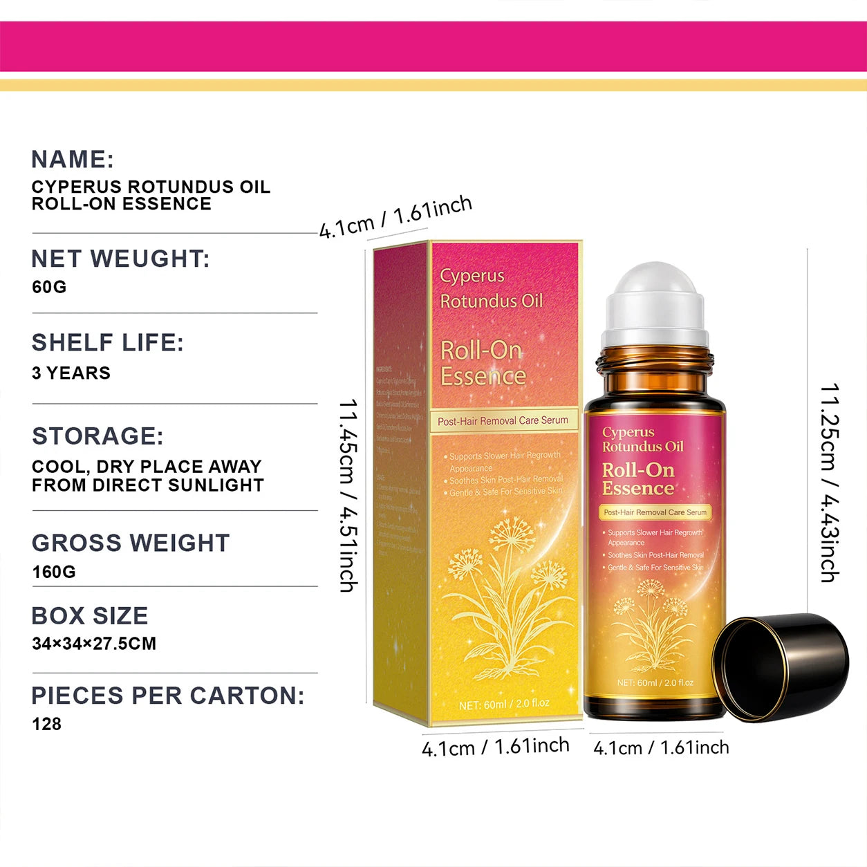Cyperus Rotundus Oil for Hair Removal, Soft Smooth Skin Care Deep Hydration Anti Hair Growth Inhibition After Shave Oil,60ML