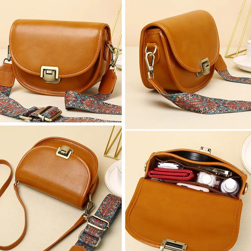 2023 New Style Real Leather Women's Bag Vegetable Tanned Genuine Cow Leather Single Shoulder Messenger Bag Lady Popular Purse