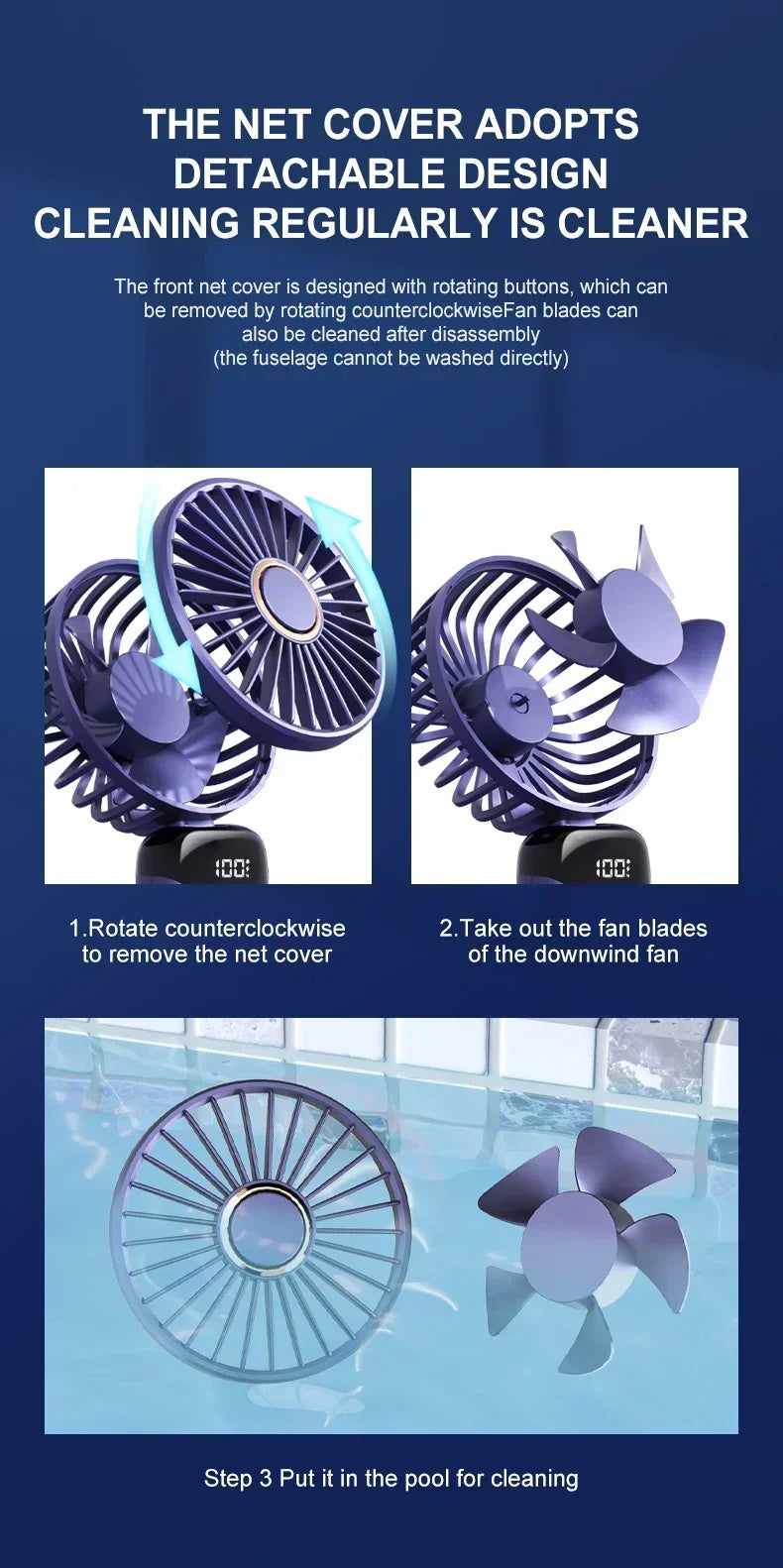 Portable Handheld Mini Fan Foldable Neck Hanging Fans 1800mAh 5 Speed USB Rechargeable Fan with Phone Stand and Display Screen