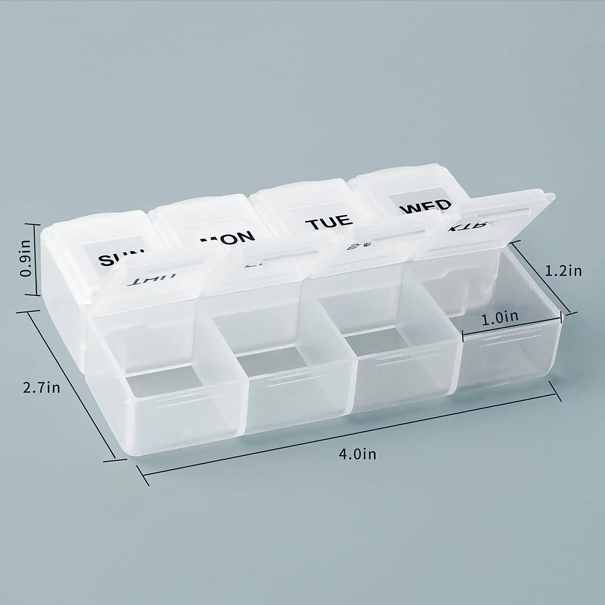 Weekly/7-Compartment Pill Organizer, Travel Pill Case with Anti-Mix Design & 20 Labels – Portable Supplement Container