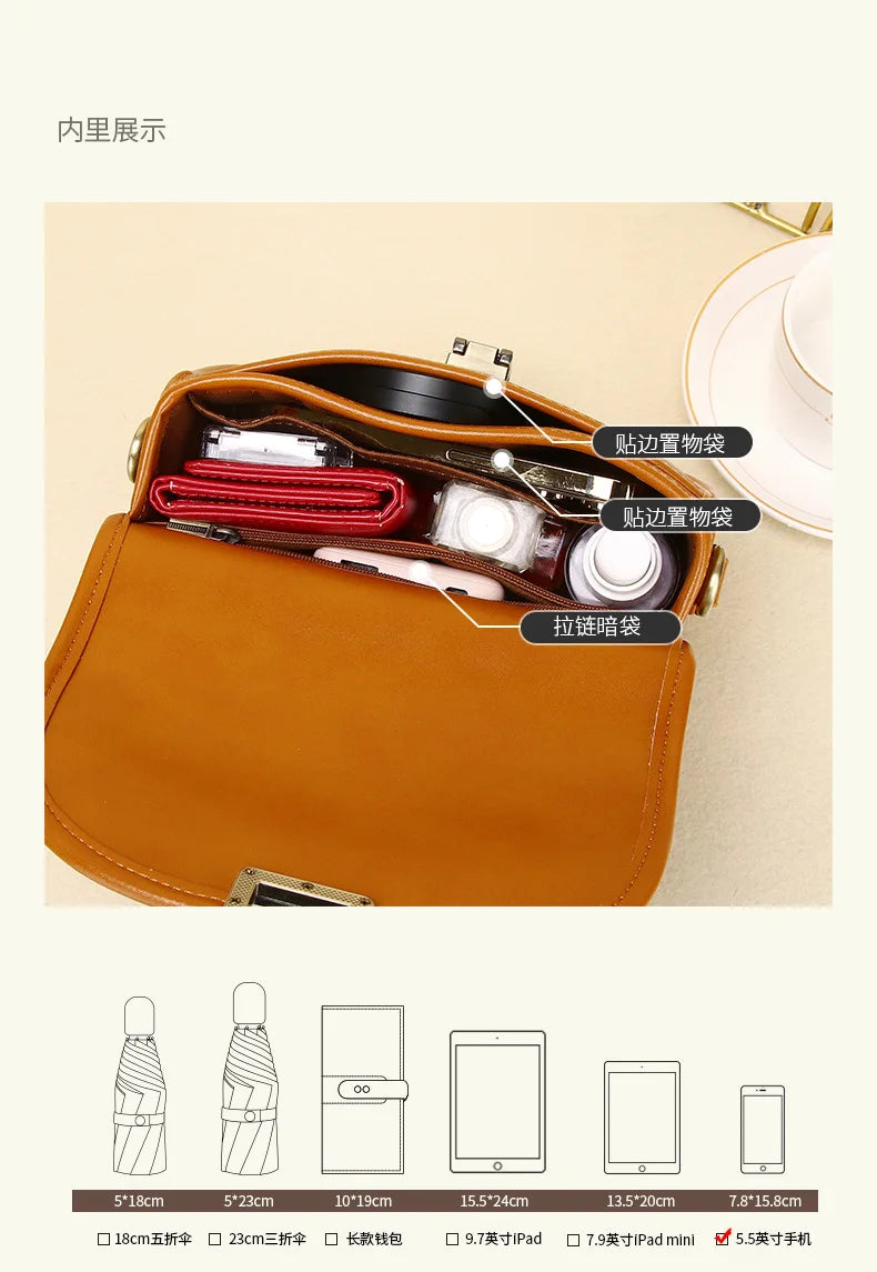 2023 New Style Real Leather Women's Bag Vegetable Tanned Genuine Cow Leather Single Shoulder Messenger Bag Lady Popular Purse