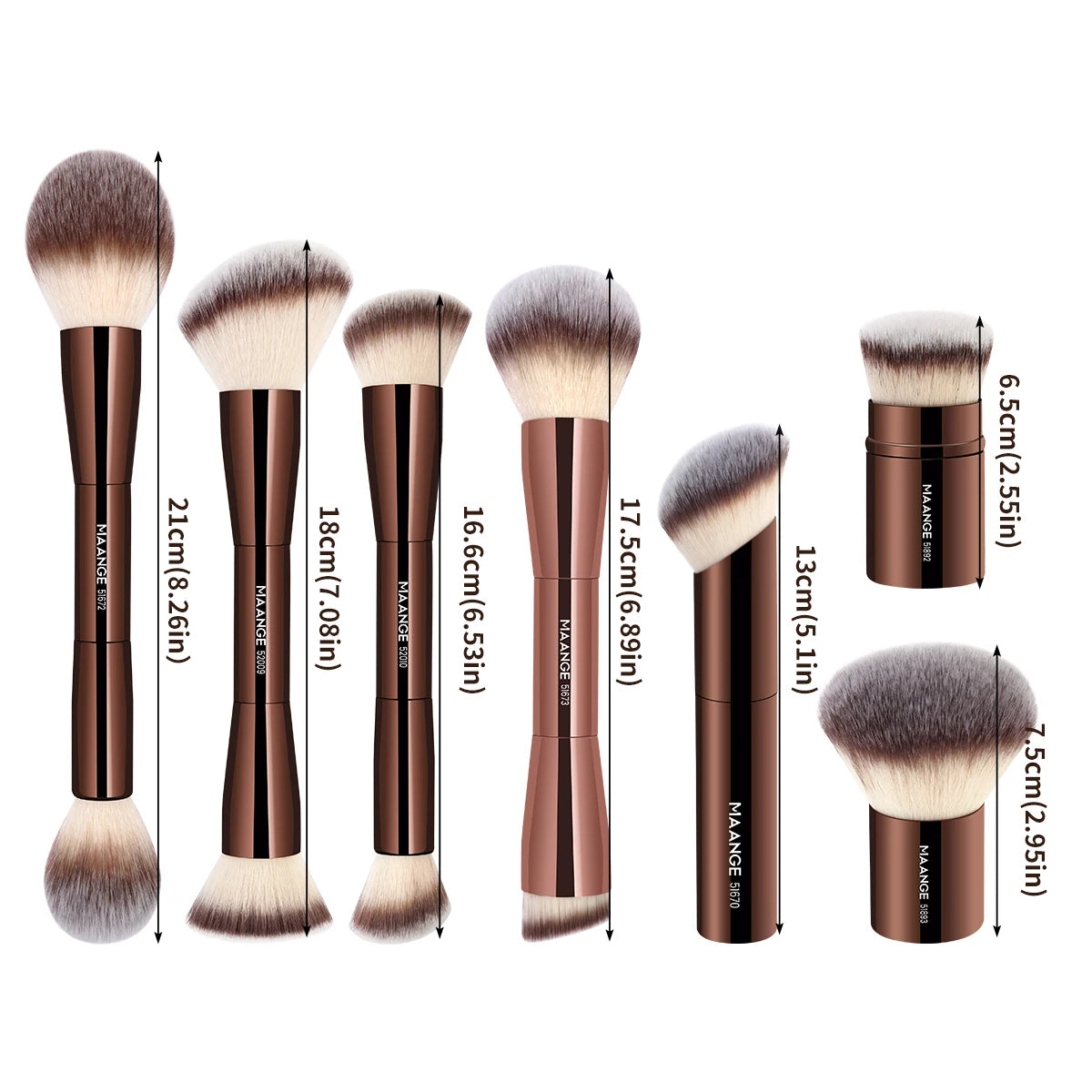 MAANGE Professional Makeup Brush Set Double Head Foundation Powder Concealer Blush Makeup Brush Soft Fiber Hair Cosmetic Beauty