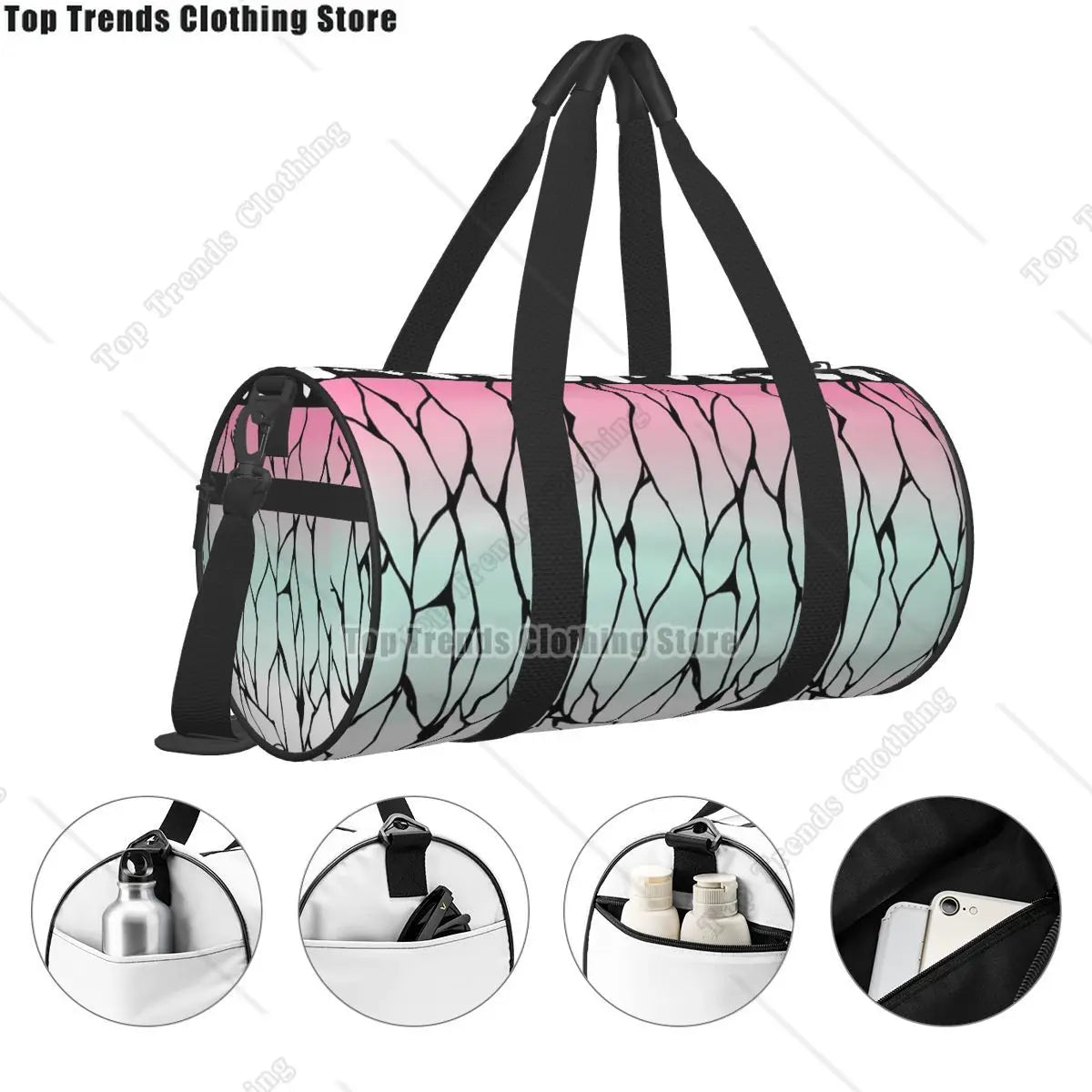 Anime Kamado Tanjirou Gym Bag Funny Weekend Sports Bags Large Swimming Pattern Handbag Funny Fitness Bag For Men Women