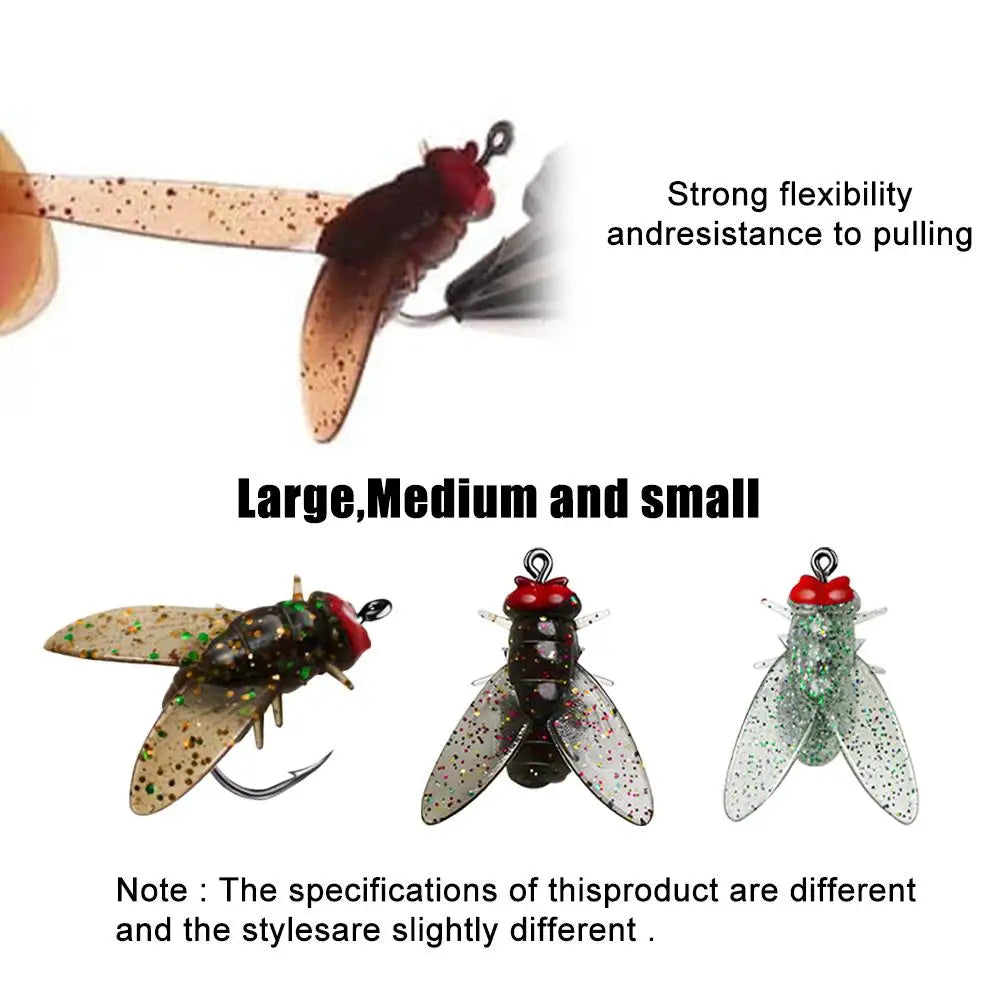 20Pcs/Box Mini Bionic Fly Fishing Bait Fly Hook Soft Bait Add Fish Attractant Fishing Gear For Salmon Trout Fishing Accessories
