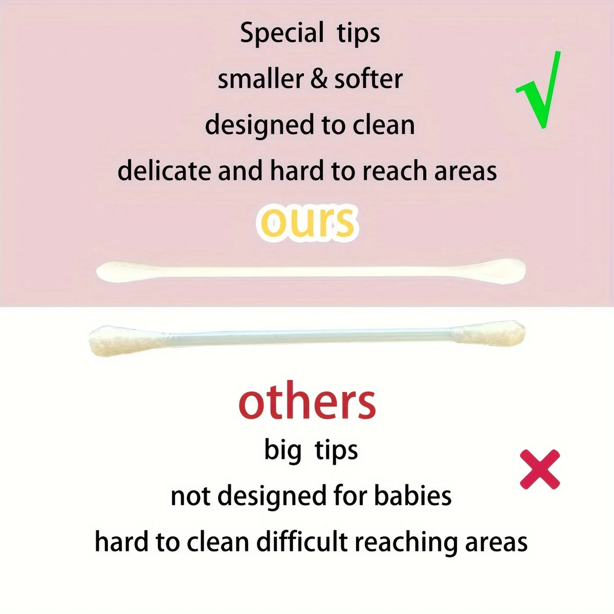 200 Pcs Baby Swabs Baby Double-ended Ultra-fine Cleaning Swabs for Delicate Ears - Soft and Safe for Newborns and Toddlers