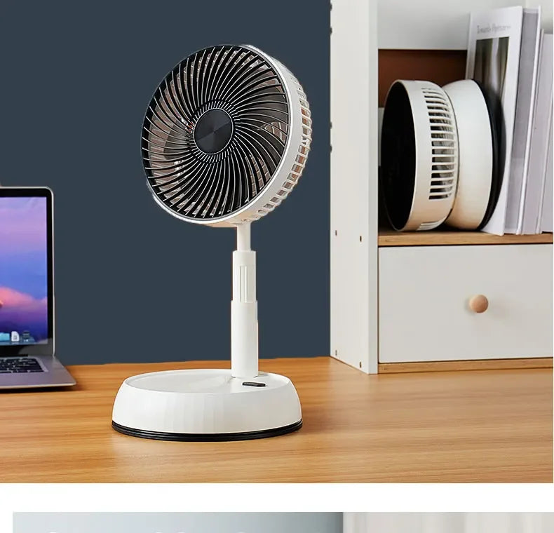 Remote control telescopic folding desktop vertical electric fan 5400mAh silent timed left and right rotation USB electric fan