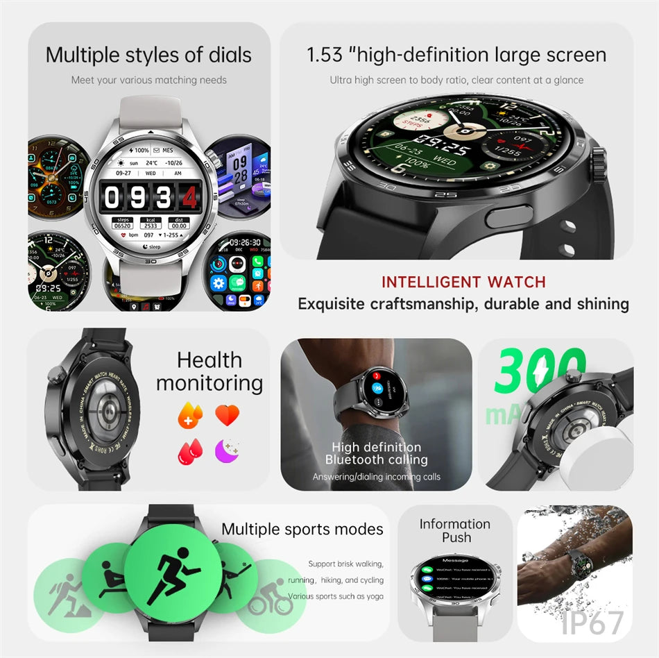 2025 New Mens Smart Watch 360 * 360 Bluetooth Call Smartwatch AMOLED Screen GPS Smart Watches NFC Waterproof Smart Watch for Men