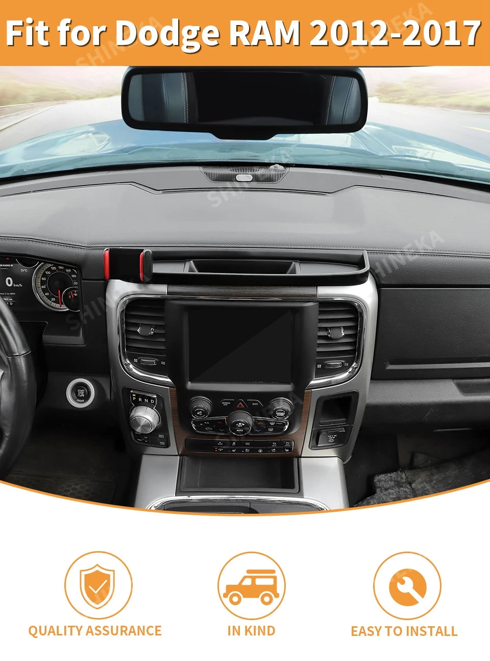SHINEKA Car Center Console Mobile Phone Holder Storage Box GPS Bracket For Dodge RAM 1500 2012-2017 Interior Accessories