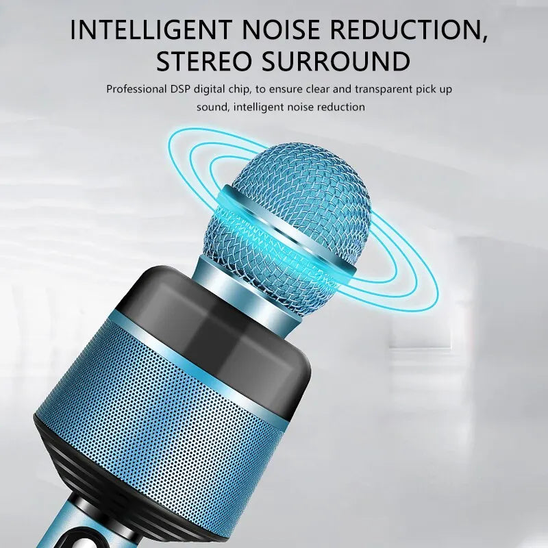 Karaoke Microphone for Kids & Adults - Bluetooth Microphones Singing Mic with Disco Lights, Echo Effect, Built-in Speaker