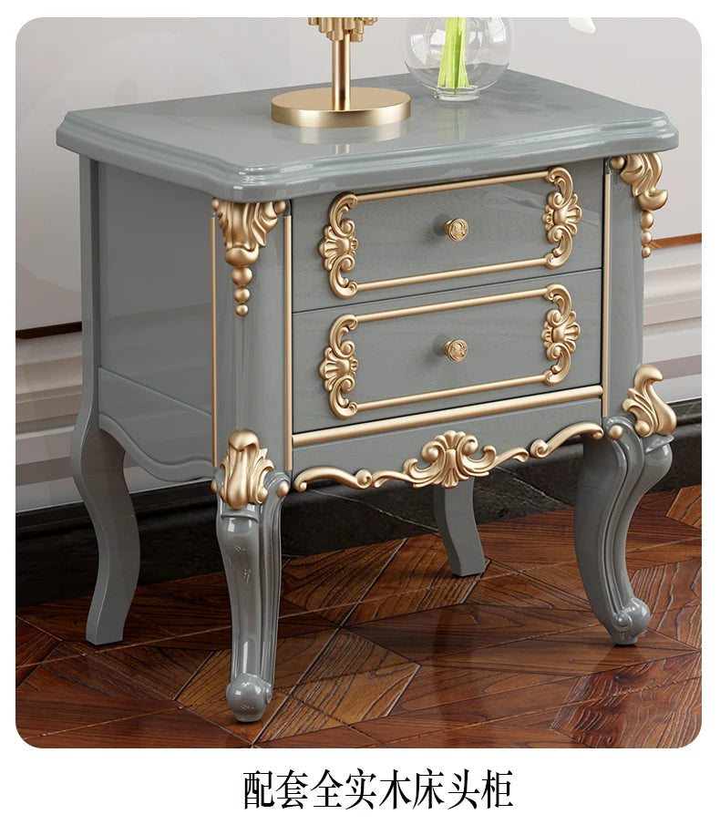 Vintage Modern Bed Multifonction Nordic Unique Queen French Bed Lounge Woode Headboard Camas Matrimonial Bedroom Furniture