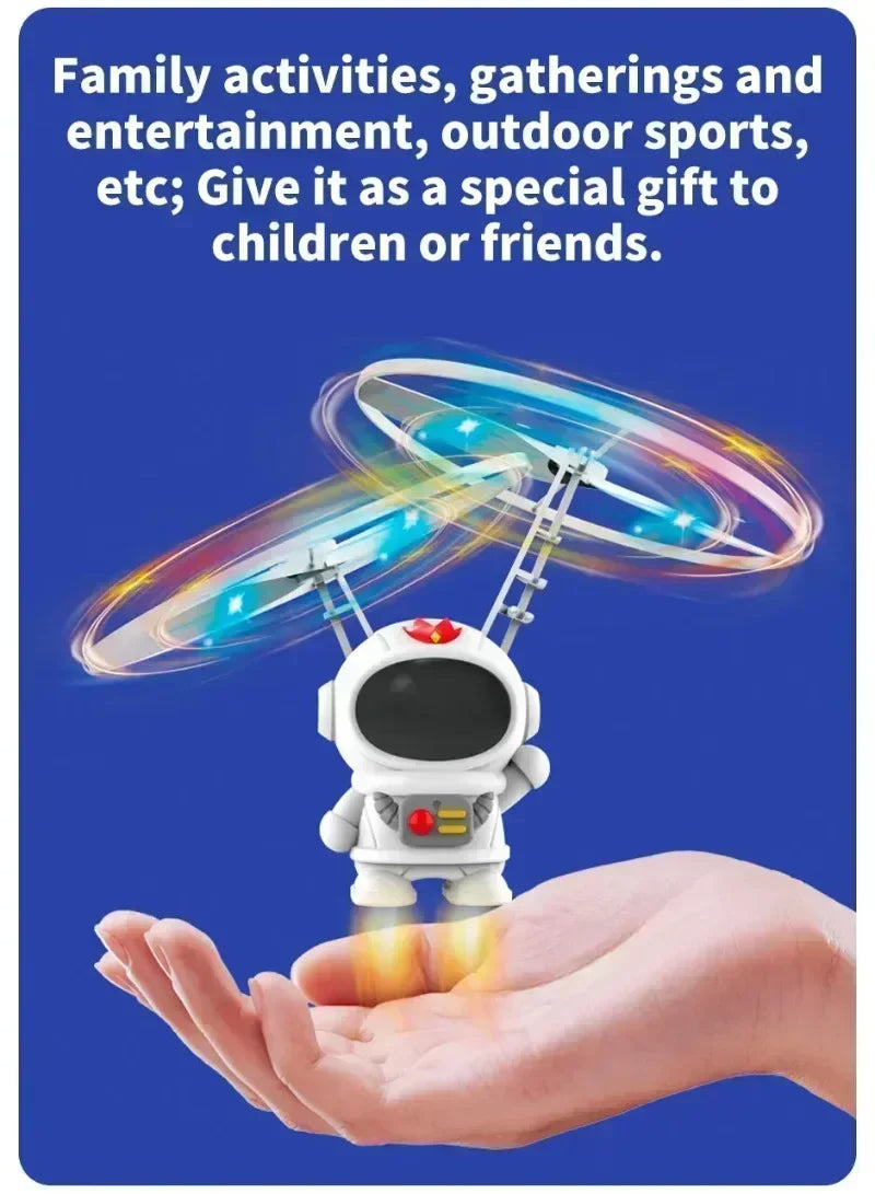 Creative Mini Astronaut Drone Cartoon Spaceman Flying Robot Toys with USB Charging Hand Control Helicopter Kids Gift