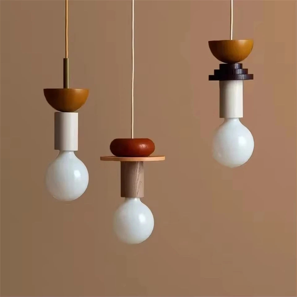 Modern Lustre Grain Ceiling Pendant Lamp Nordic Wood LED Pendant Lights Kitchen Restaurant Home Decor Hanging Lamp Light Fixture