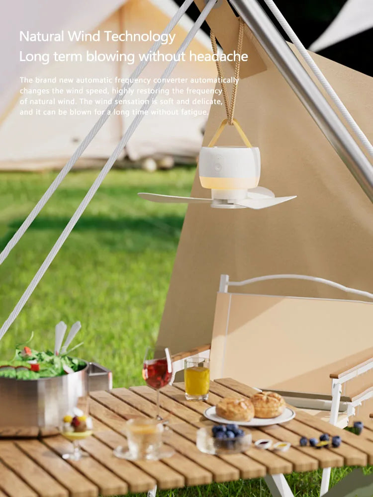 LED Light With Fan Portable Silent Ceiling Fans Light Rechargeable/Plug-in LED Lamp Remote Control 3600mAh for Bedroom Camping
