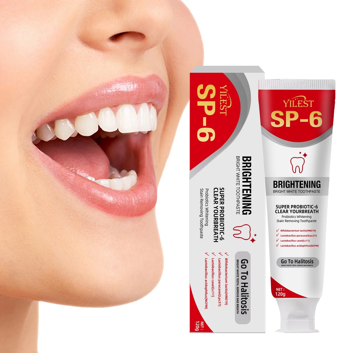 SP-6 Probiotic Toothpaste Whitening Toothpaste Remove Plaque Prevent Dental Caries Oral Hygiene Clean Fresh Breath Gum Care 120g