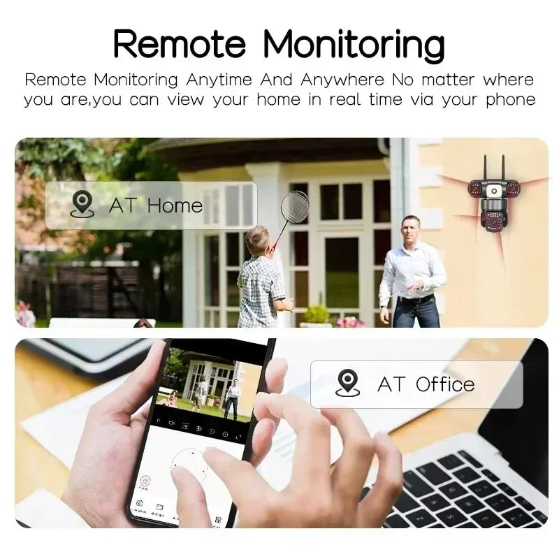15MP Wifi Security Monitor Cameras PTZ Outdoor Waterproof Three Lens Three Screens Camera 10X Zoom Human Detection Wireless Cam