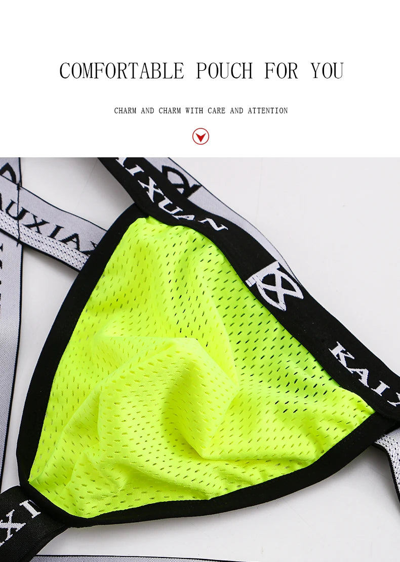 Kaixuan Jockstrap Gay Men Underwear Sexy String Tanga Hombre Cuecas Masculinas Cotton Breathable Thong Penis Pouch