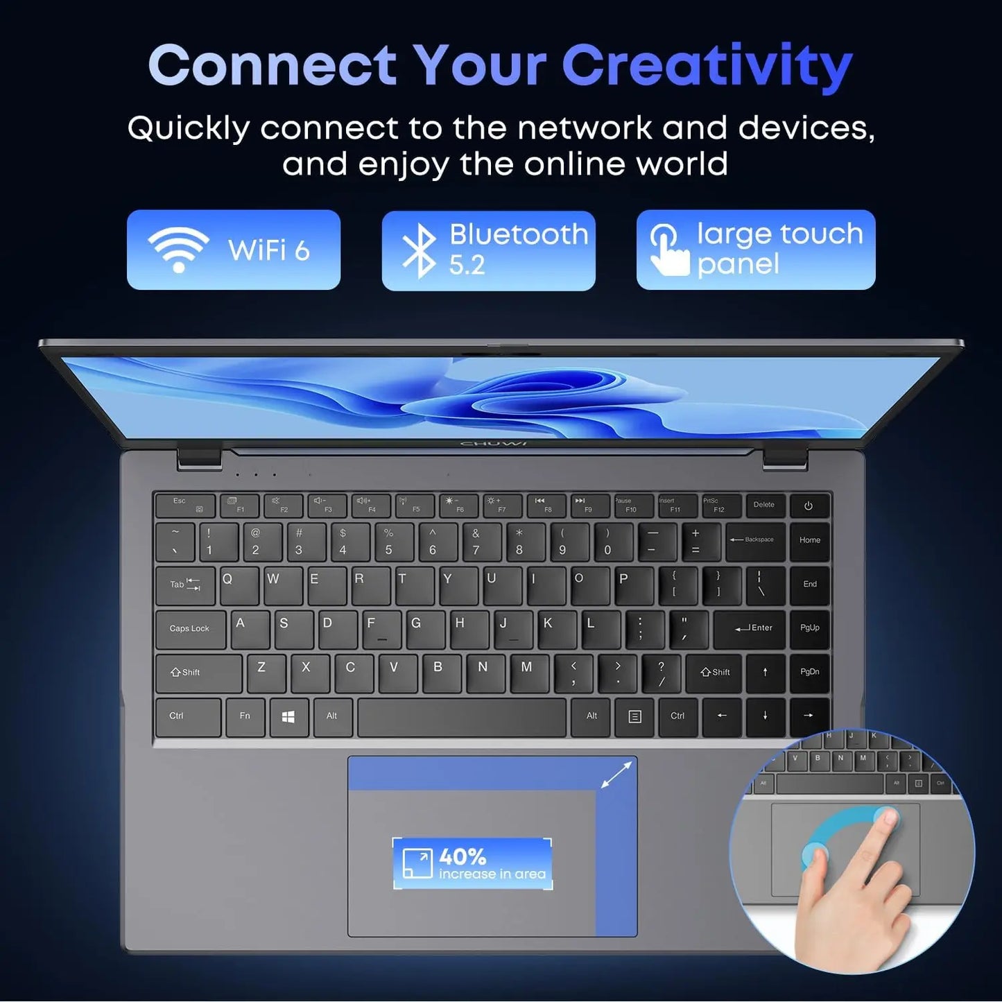 CHUWI GemiBook XPro Laptop 8GB LPDDR5 256GB SSD Intel N100/N150 UHD Graphics 12th Gen 14.1'' FHD 1920*1080 Windows 11 Laptops
