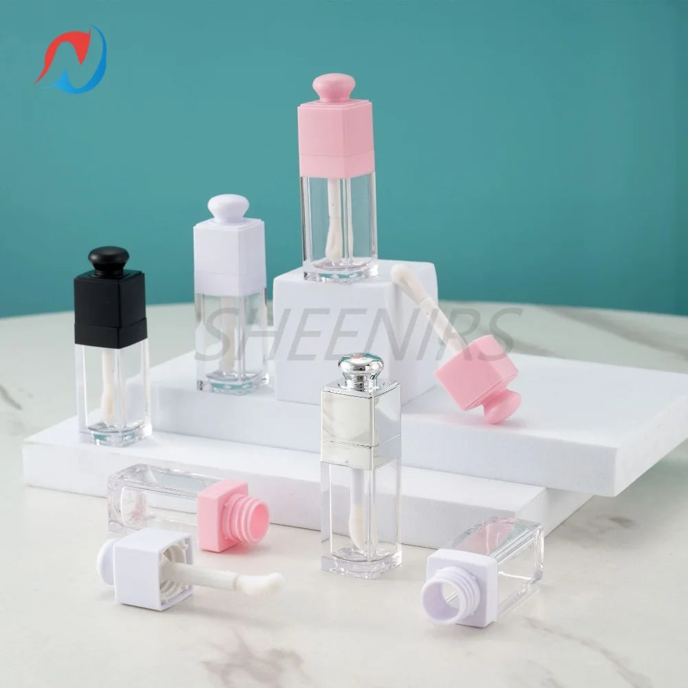 24pcs Empty 8ML Square clear Lip Gloss Tube big doe foot wand lipstick for Lip oil tint bottles container Lip Balm Tube