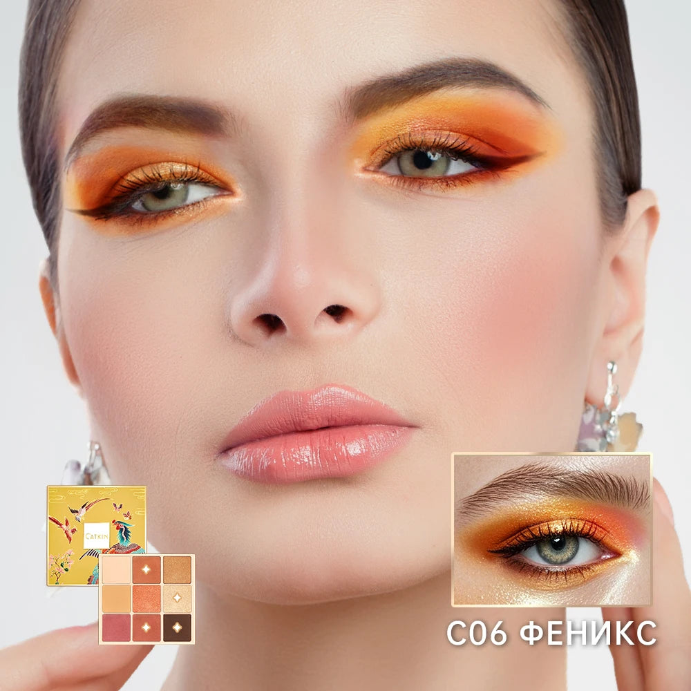 CATKIN Dreamworld Eyeshadow Palette Makeup, Matte Shimmer 9 Colors, Highly Pigmented, Creamy Texture Natural Bronze Neutral