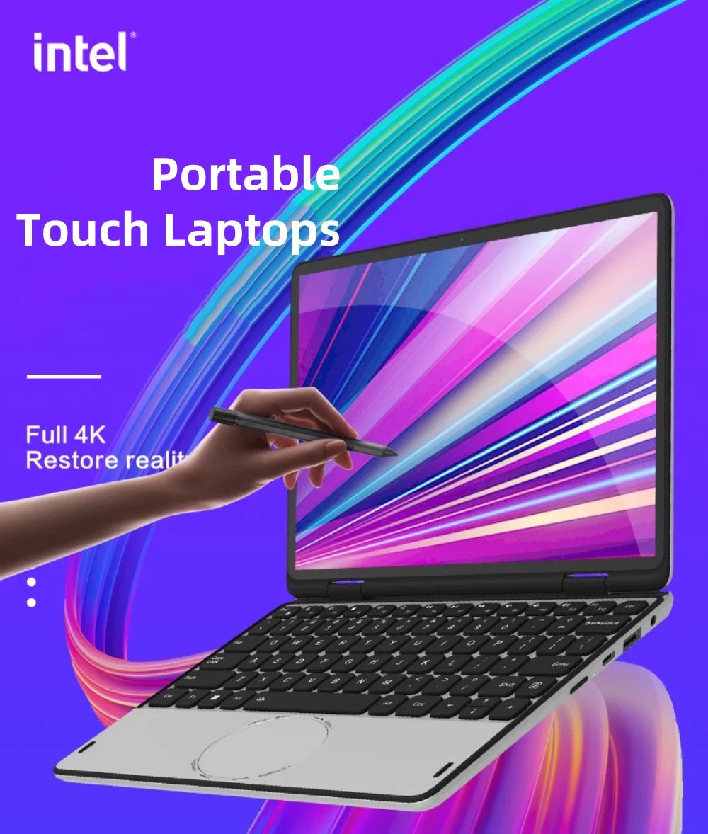 Green 2025 New 11" Touch Screen Intel Celeron N100  4 Core 4 Thread 3.4GHz  Laptop PC Cheap Win 11 Laptops Computer For Business