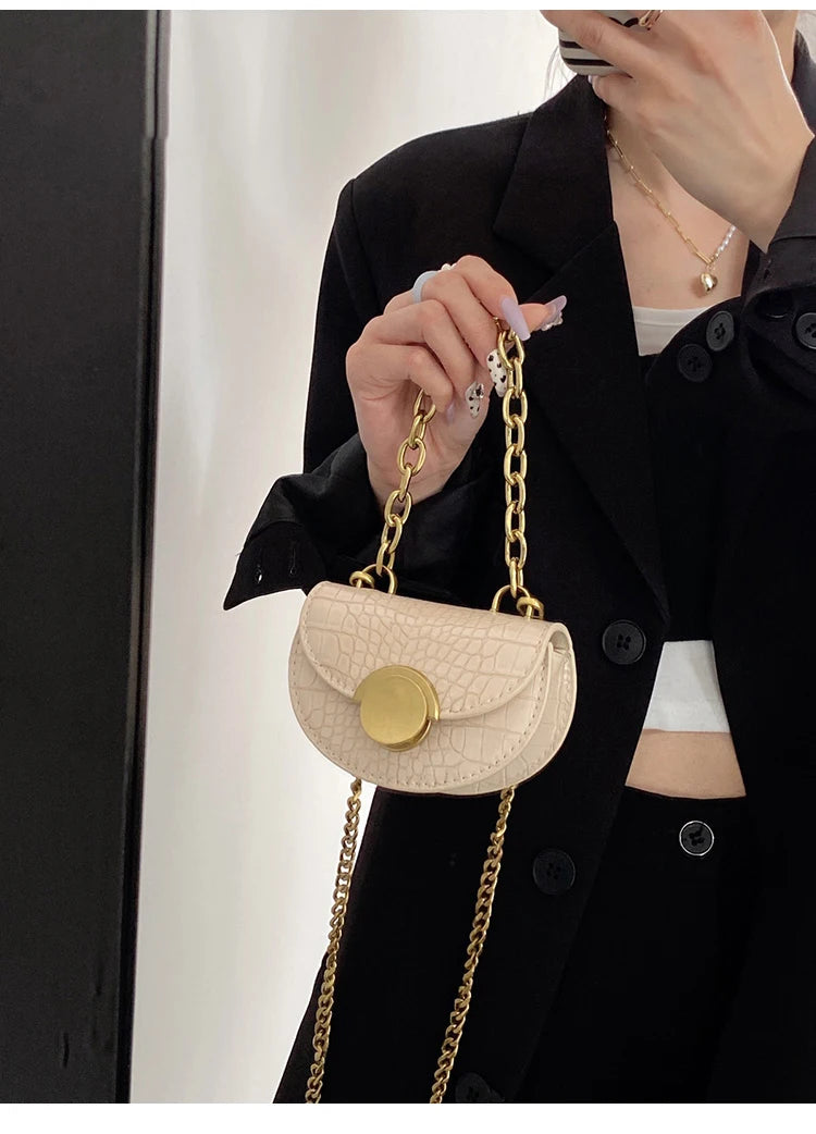 Fashion Chain Mini Crossbody Bag Women Classic PU Leather Flap Design Lipstick Coin Purse Girl Cute Earphone Bags