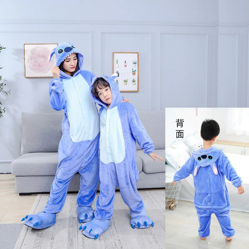 Stitch Animal Onesie Pajamas Warm Winter Sleepwear For Couples Students Performance Costume Cute Cartoon