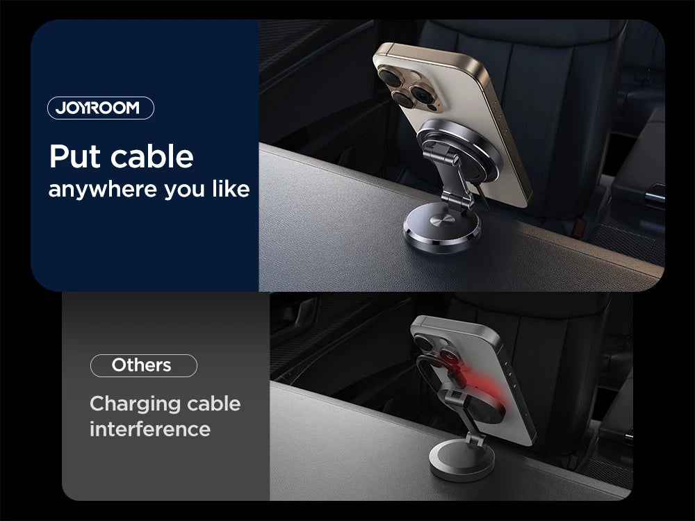 Joyroom Car Phone Holder Charger with Rotatable Charging Panel 15W Wireless Fast Charging Magnetic Phone Holder For iPhone 16-12
