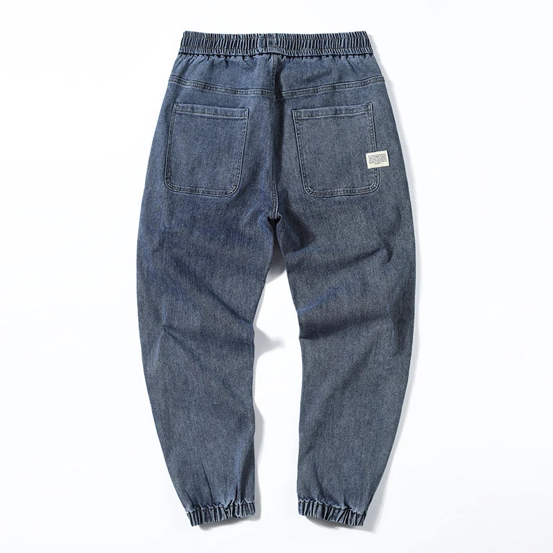 Jeans For Men Loose Fit Joggers Pants Oversize Baggy Pants Harem Wide Leg Elastic Waist Drawstring Male Denim Trousers Tapered
