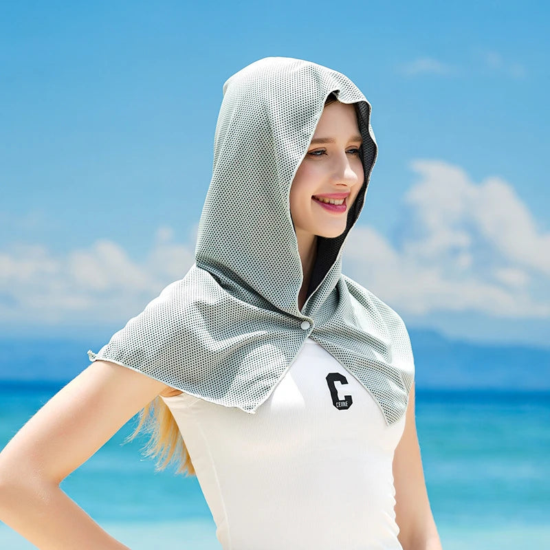 Cooling Hoodie Towel- Hood Towel, Evaporative Cool Technology, Cools Instantly When Wet, , Great for Sports, Fitness, Gym