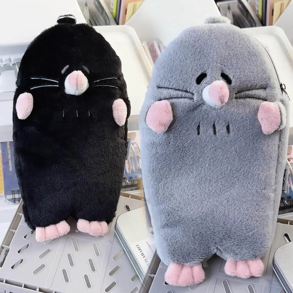 New Portable 3D Mole Pencil Case Plush Cartoon Large Capacity Stationery Bag Creative Cute Doll Stationery Case Dirty Resistant