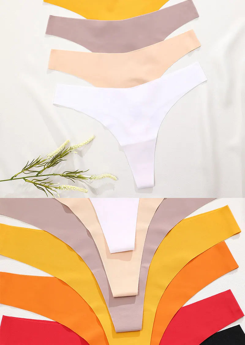 5Pcs/Set Sexy G-String Underwear Female T-back Intimates Lingerie Seamless Low Waist Underpants 10 Color Lady Bikini Panty XS-XL