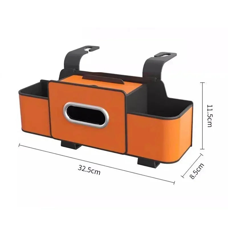 Multifunctional Car Organizer Rear Drainage Holder Storage Hanging Box In Car Bag For Stowing Tidy With Phone Tissue Cup Holder
