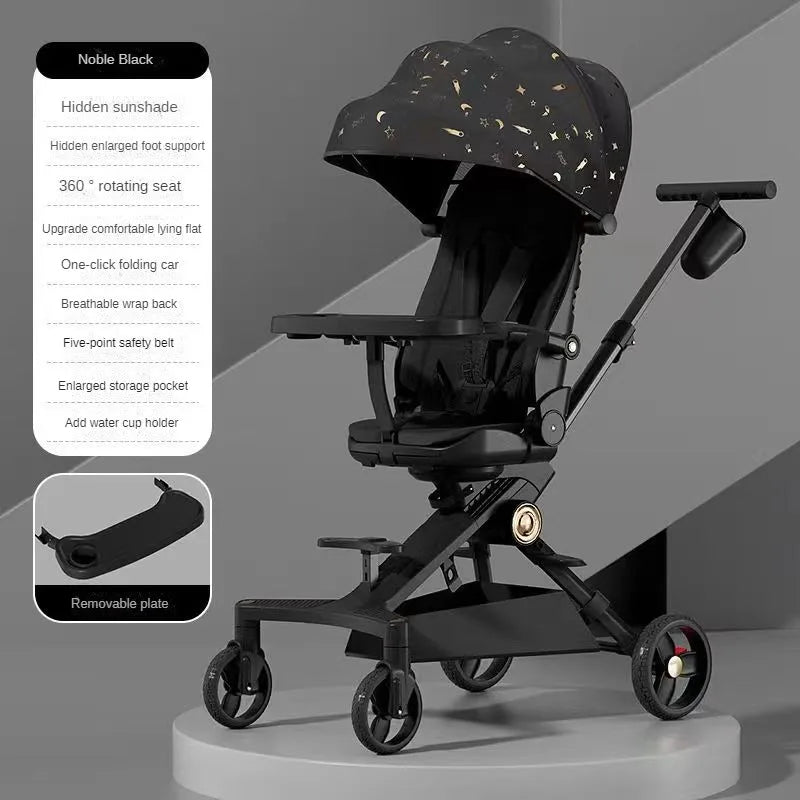 Baby Stroller Lightweight Infant and Toddler Two-way Stroller Reclining and Sitting Children's Single-pole Stroller Collapsible