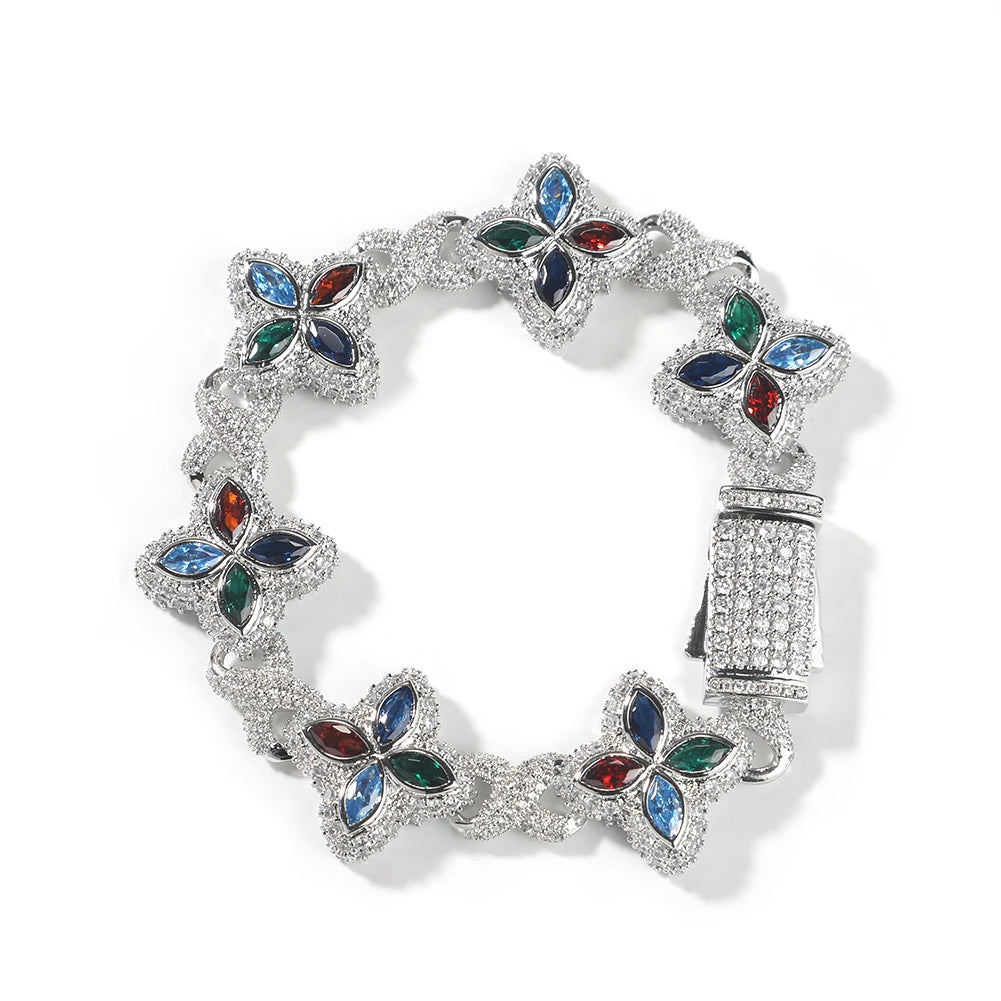 UWIN Multi Color CZ Floral Inifinity Chain Necklaces Pave Setting AAAAA Cubic Zircon Clover Necklace Fashion Jewelry for Gift