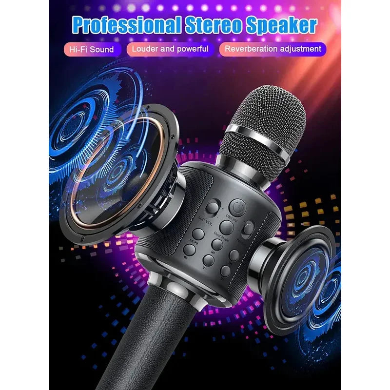 Karaoke Microphone Bluetooth Wireless Mic Portable Singing Machine with Duet Sing/Record/Play/Reverb Adult/Kid Gift for Home KTV