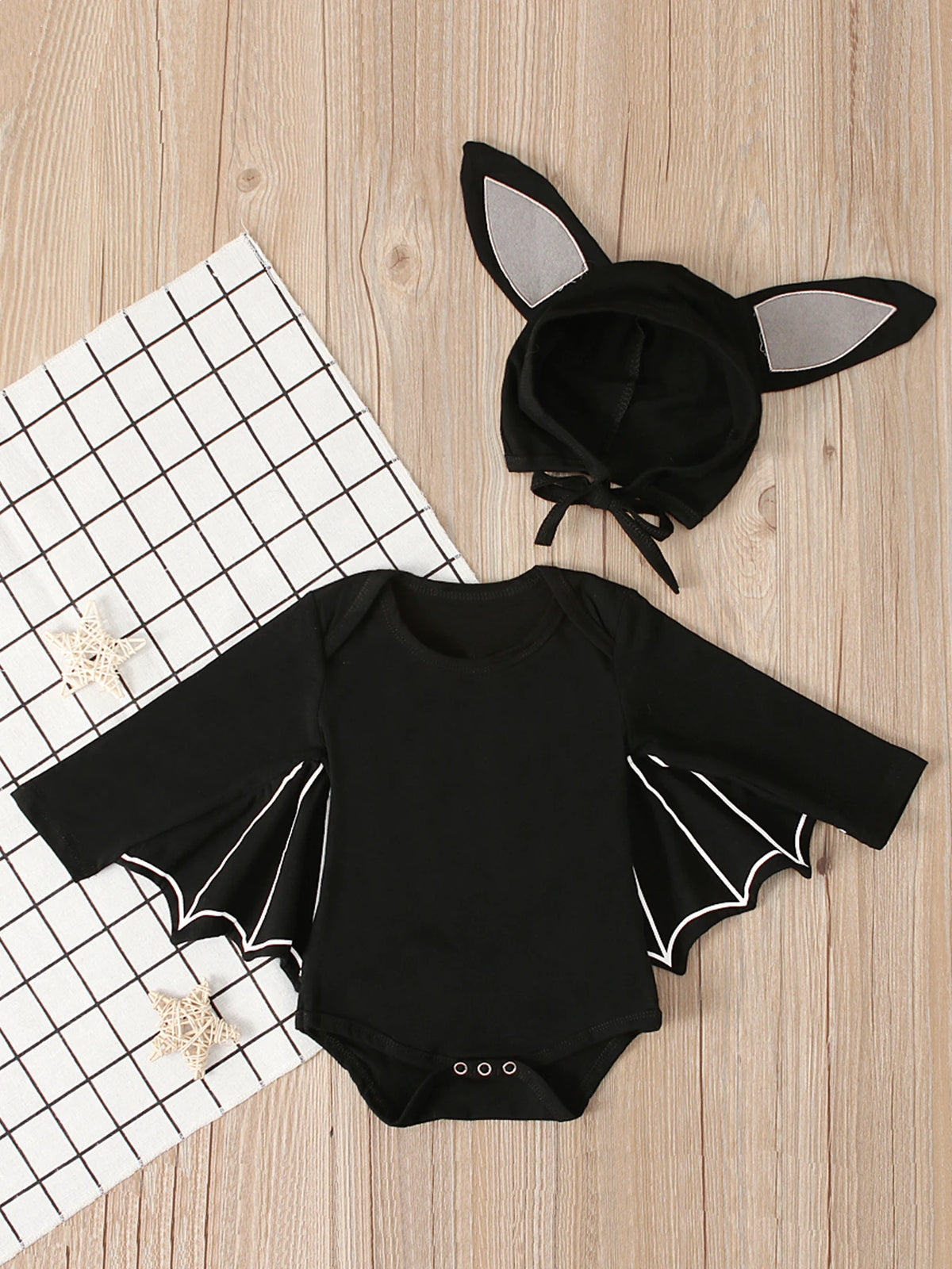 Boys and girls European and American spring and autumn Halloween Batman hooded long-sleeved jumpsuit romper two-piece children&#