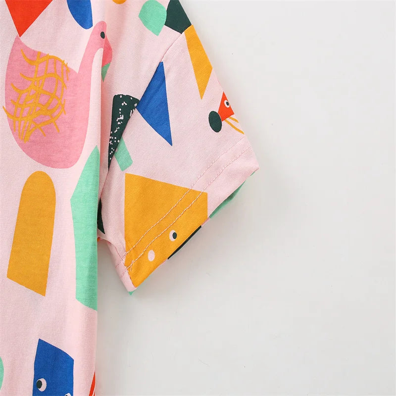 Jumping Meters 2-7T Animals Print 100% Cotton Baby Girls Tees Cotton Summer Toddler Clothes Kids Tops Children's Tshirts