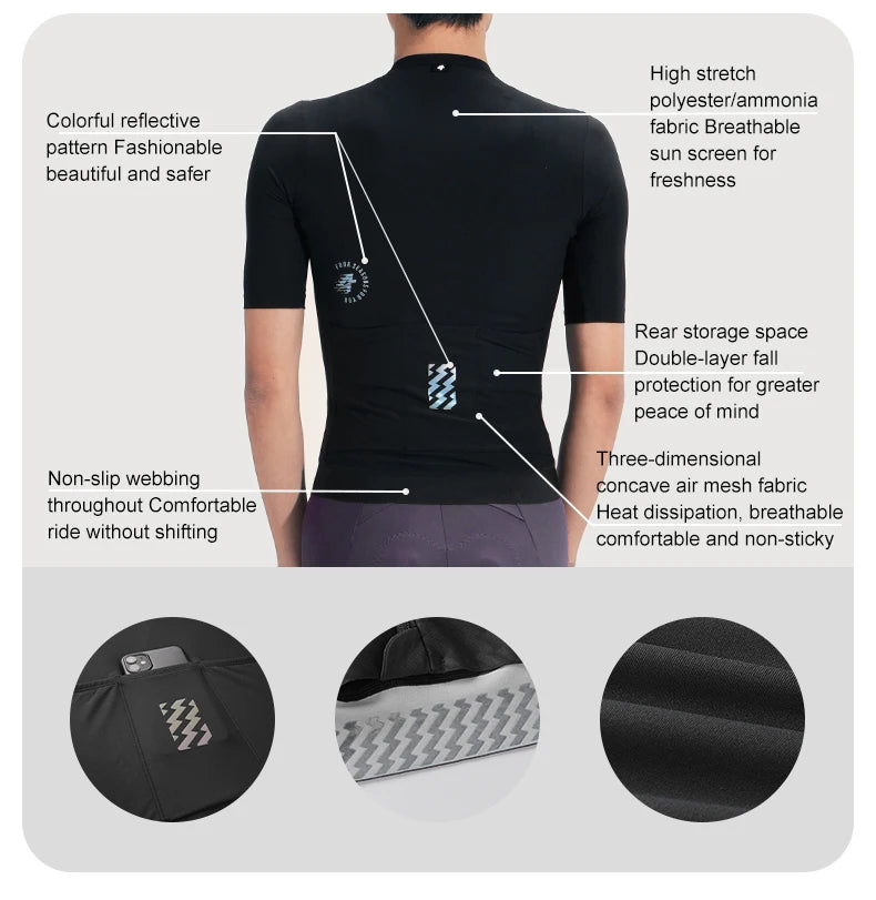 LAMEDA Cycling Jersey Man Summer Jersey MTB Anti-UV Bike Short Sleeve with 3 Pockets Men's Bicycle Riding Shirt Sports Clothing