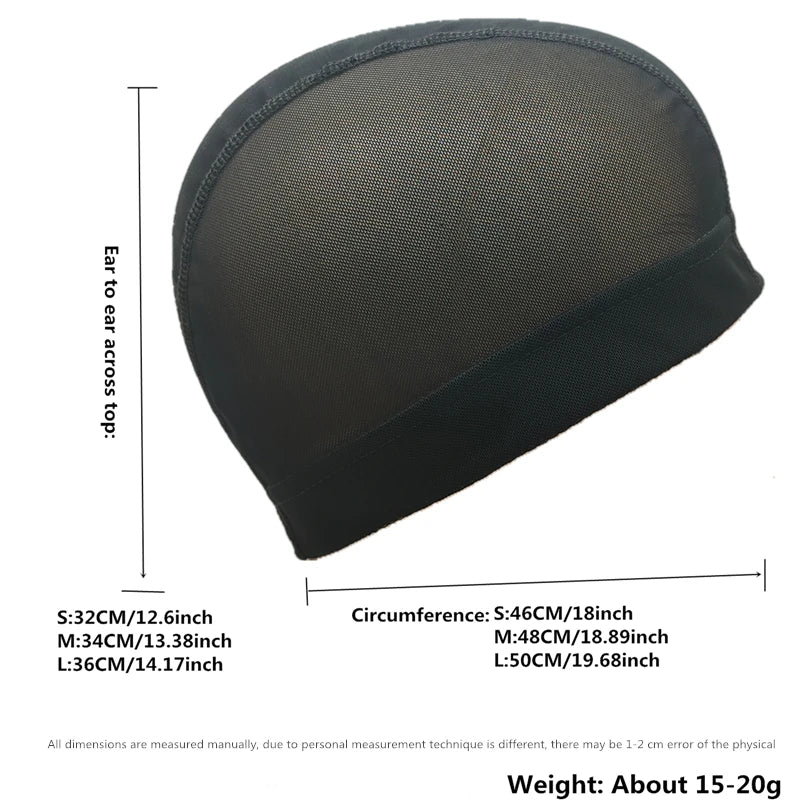 1/3/6Pcs Black Stretchy Breathable Mesh Dome Wig Cap Spandex Base Stitched Guidelines Non-Slip for Wig Making & Salon DIY